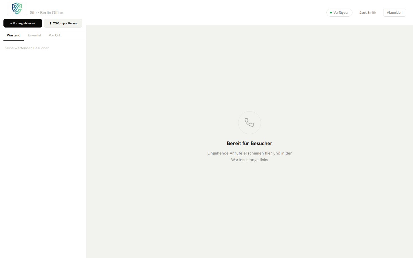 Bedienstation – Live-Empfangsverwaltung