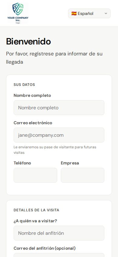 Autorregistro de visitantes en el móvil