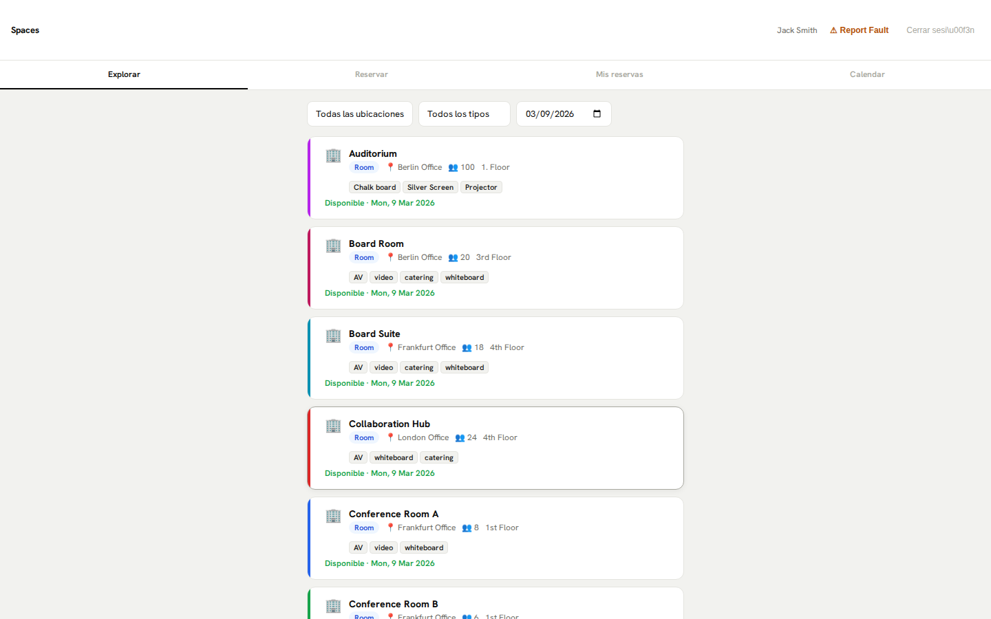 Reservas de espacio: busque y reserve recursos