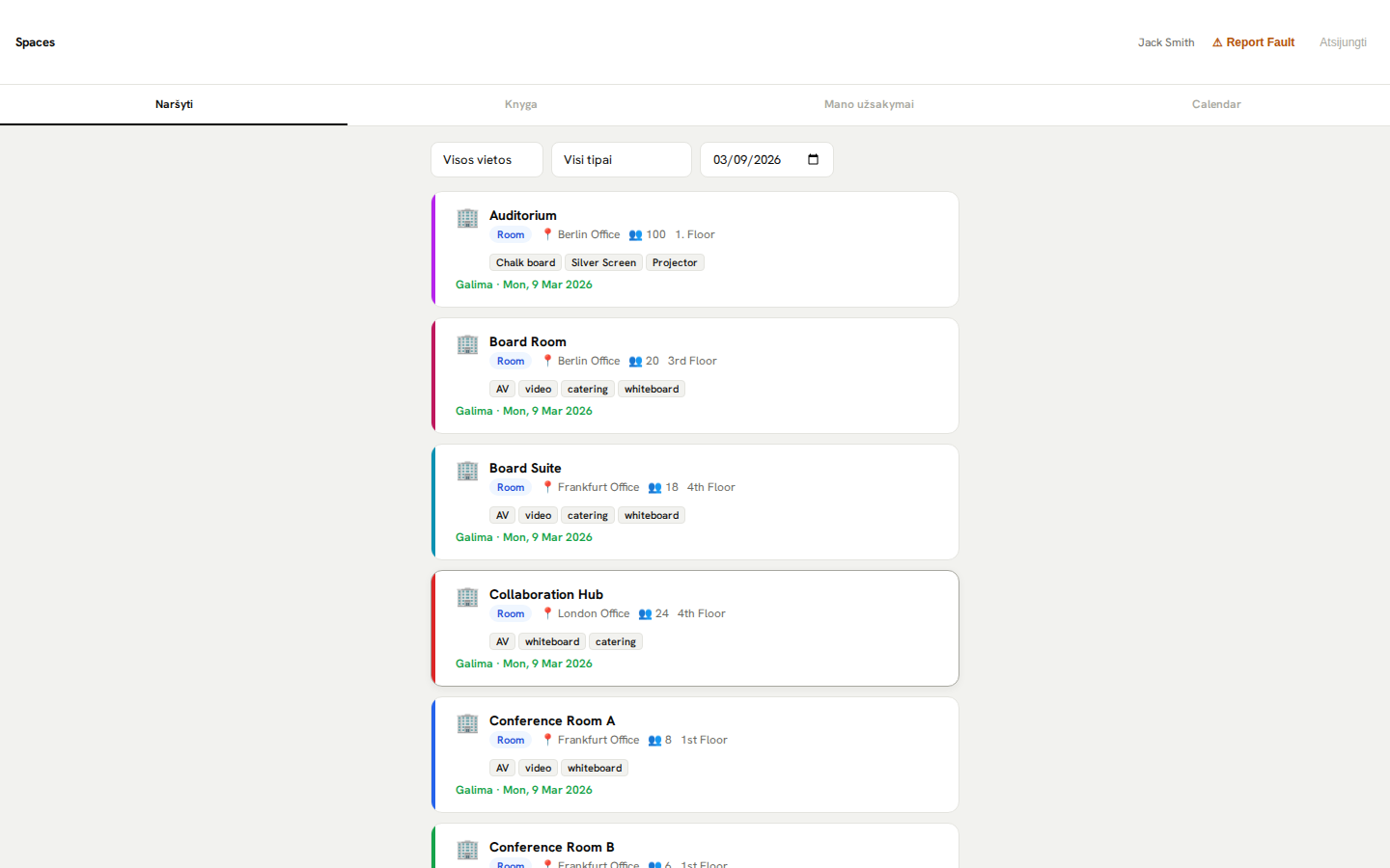 Vietų rezervavimas – naršykite ir rezervuokite išteklius