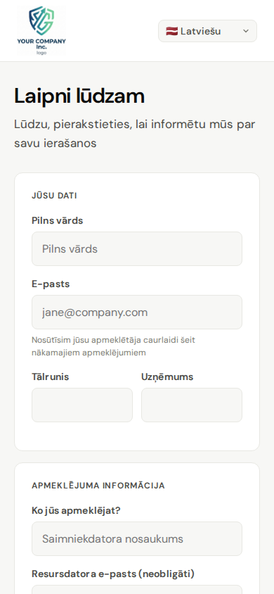 Apmeklētāju pašreģistrācija mobilajā ierīcē