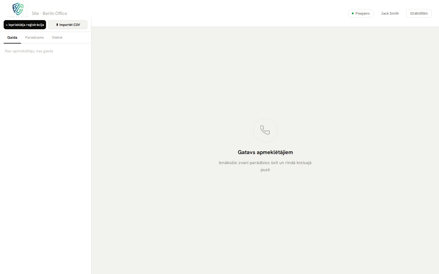 Operatora stacija — reāllaika uzņemšanas vadība
