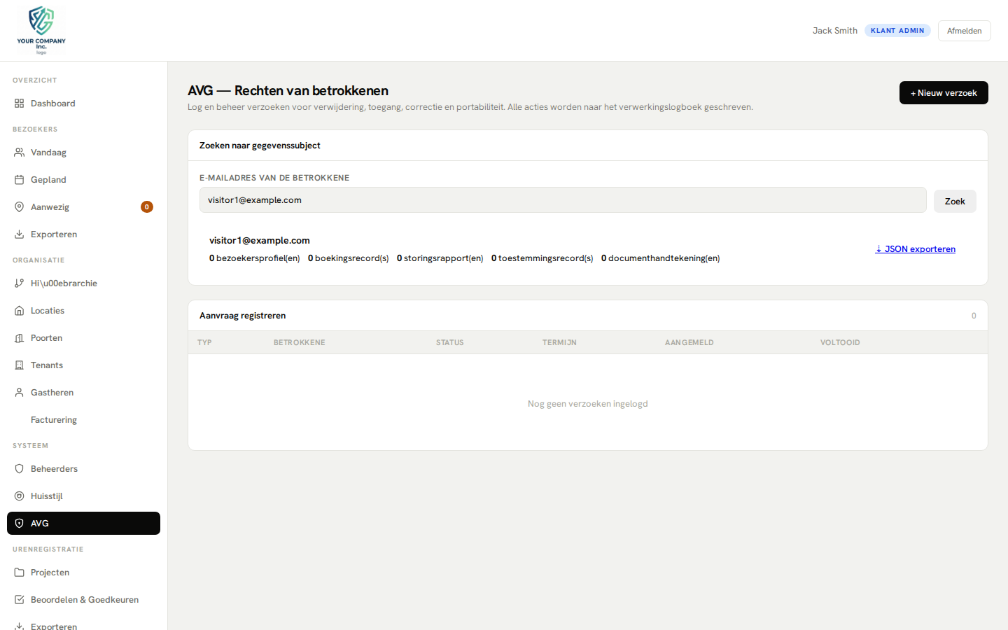 AVG-beheerpaneel: gegevens zoeken, wissen en auditlogboek