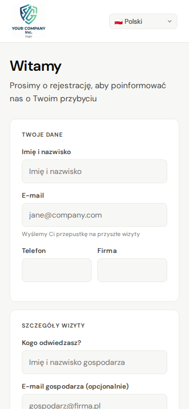 Samodzielna rejestracja gości na telefonie komórkowym