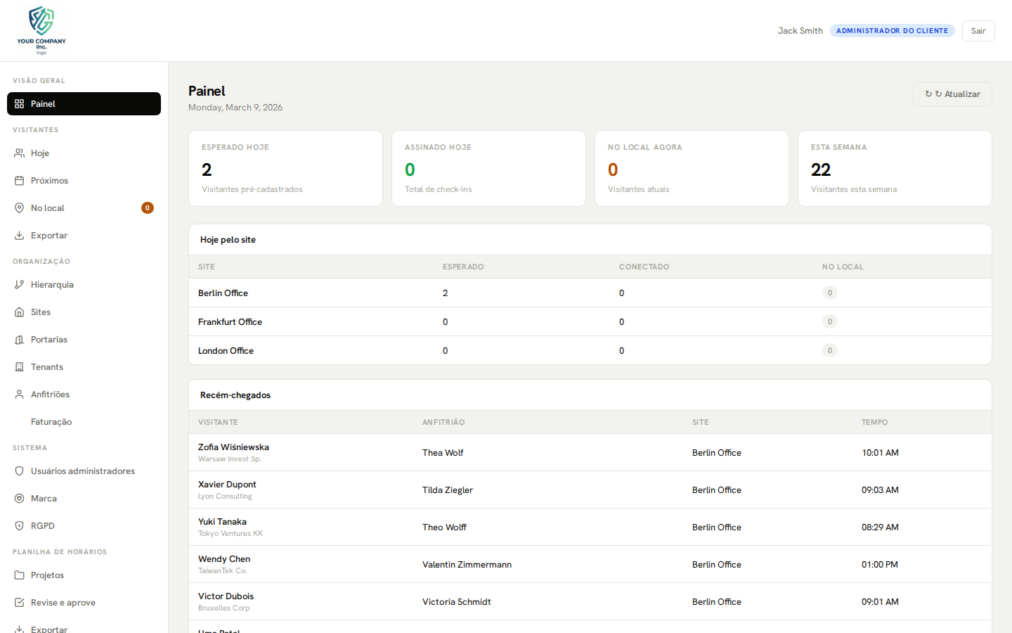 Plataforma de gestão de visitantes que prioriza a privacidade na Europa