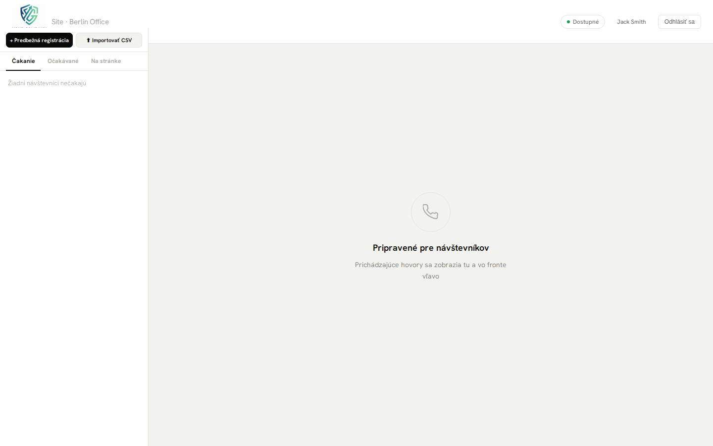 Operátorská stanica — živé riadenie príjmu