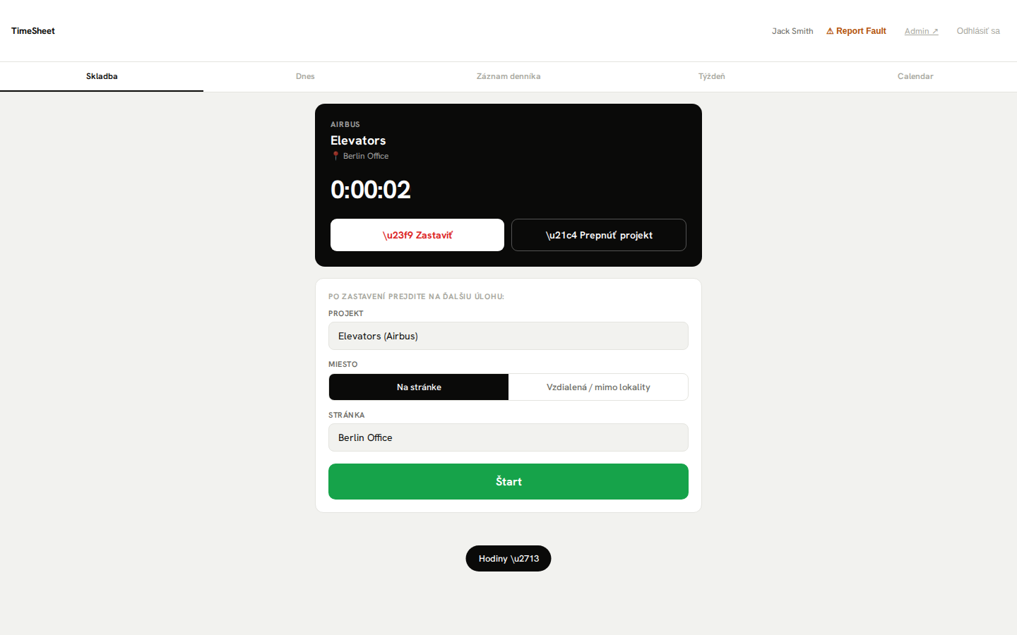 Timesheet — čas príchodu / odchodu zamestnanca